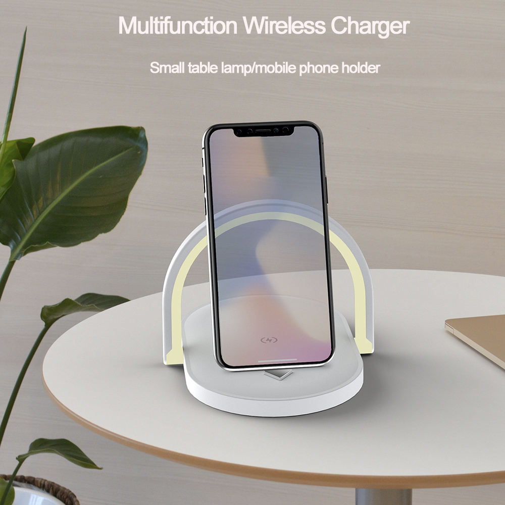 Multi-Function Wireless Charger – 15W Fast Charge, Night Light & Phone Stand
