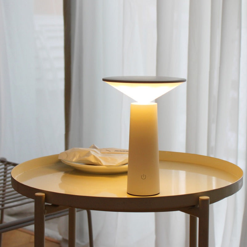 Nordic Ambient Table Lamp – warm bedside glow with USB charging, ideal for modern minimalist bedrooms.